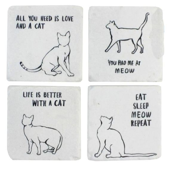 Gisela Graham Other - Stone Coasters Set of 4 Gisela Graham Cat Quote